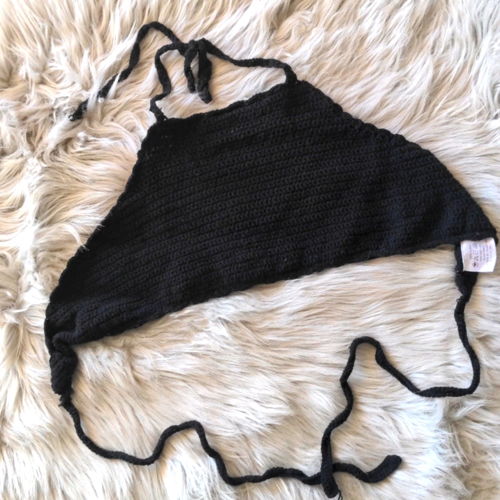 Black woven boho/hippy festival top